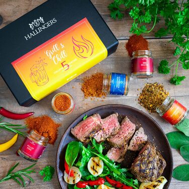 Класичний набір спецій Hallingers - Подарунковий набір спецій ручної роботи, 12 спецій з усього світу (Набір) - Літній подарунок та ідеальний подарунок для барбекю День народження, вітання, новоселення, річниця, безкоштовні класичні спеції., 12 спецій (73