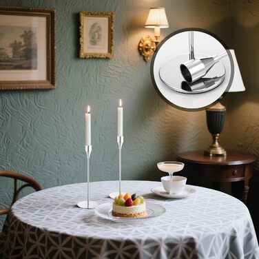 Металеві свічники із 6 предметів, 33/28/23 см, срібний LIAILA