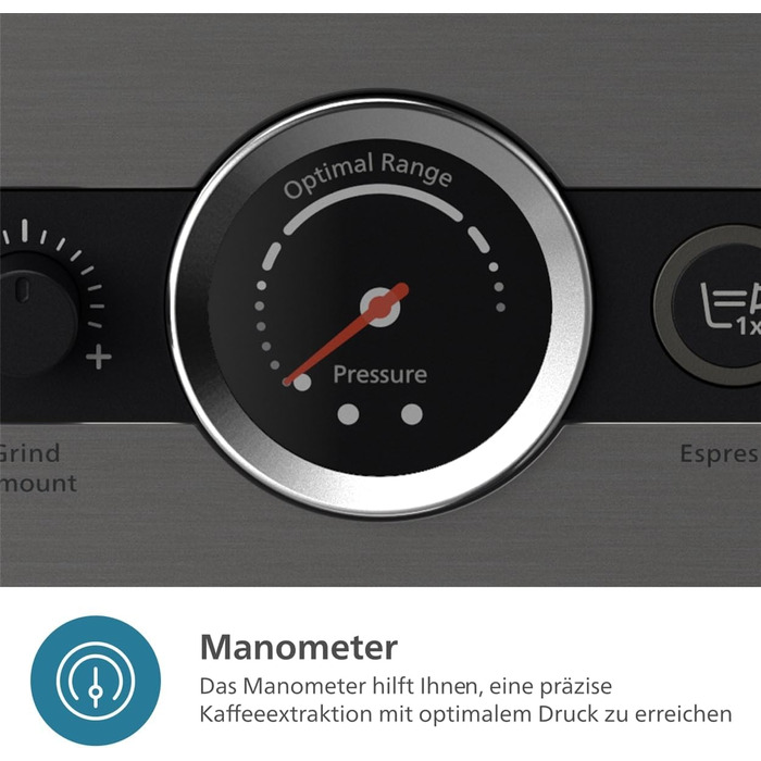 Напівавтоматична еспресо-машина Philips Barista Brew - одинарний та подвійний еспресо кнопка американо, подвійний бункер для зерен 280 г, інтуїтивно зрозумілі інструкції, калібрований тампер (PSA3228/41)