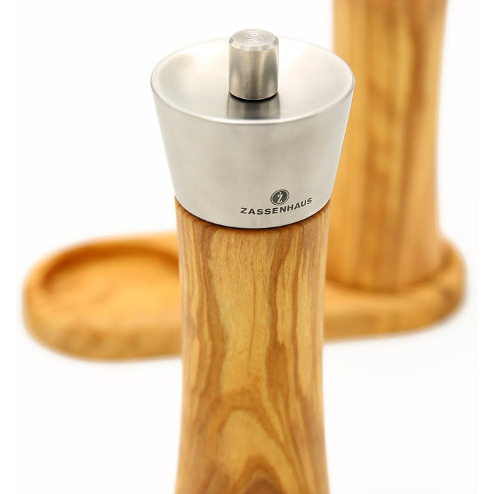 Набір Млин для солі та перцю Оливкова деревина Аугсбург 18 см з відповідною підставкою