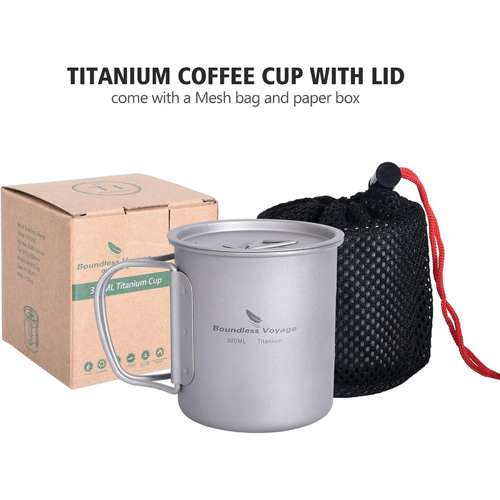 Безмежна подорож на відкритому повітрі 750 мл 800 мл 1100 мл 1300 мл Титанова каструля з кришкою Складна ручка для застави Кемпінг Піші прогулянки Пікнік Ультралегка портативна пляшка для води Чашка Кухоль Набір свиней (300 мл)