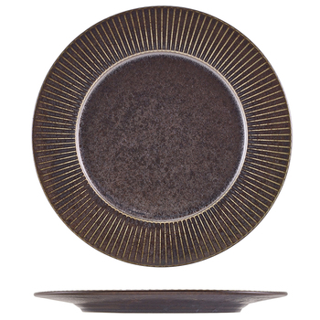 Тарілка 29 см, Terra Porcelain Black Fluted, GenWare