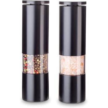 Набір млинків для спецій Echtwerk з 2 предметів, млинок для солі та перцю з високоякісної нержавіючої сталі з керамічним млином ABS, ручний, для перцю, солі та чилі, (Black Edition)