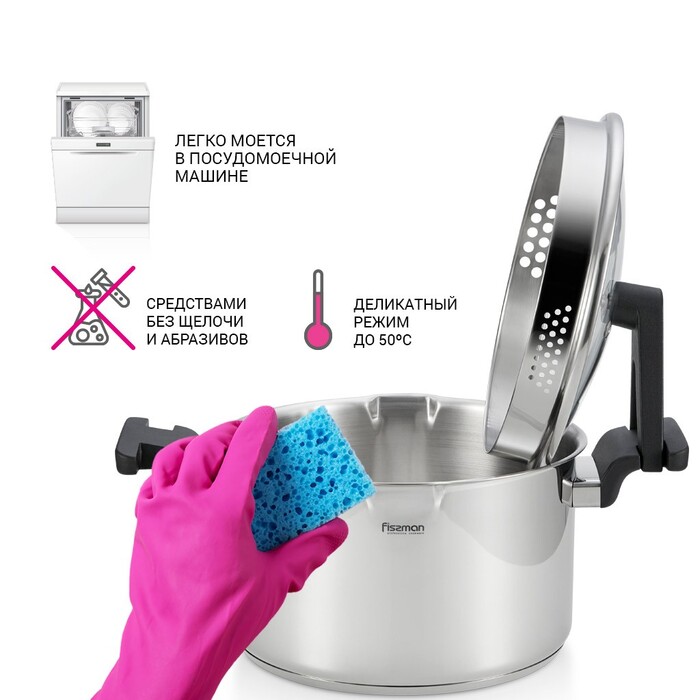 Каструля зі скляною кришкою 24 см 5,6 л ELIZ Fissman