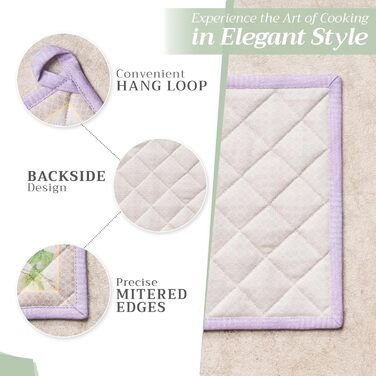 Рукавички для духовки Maison d&39 Hermine, підставки для каструль, 100 бавовна, термостійкі кухонні рукавички, рукавички для духовки (19 см x 33 см) та підставки для каструль (20 см x 20 см) для приготування їжі, Morzine - рукавички для духовки (19 x 33 с