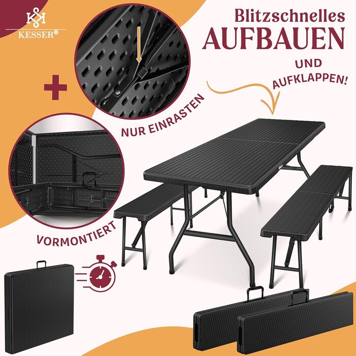 Стіл для кемпінгу 180 х 75 х 75 см KESSER