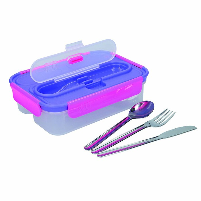 Ланч-бокс Built Active зі столовими приладами, тризонний, 23,5 х 17 см, 1050 мл