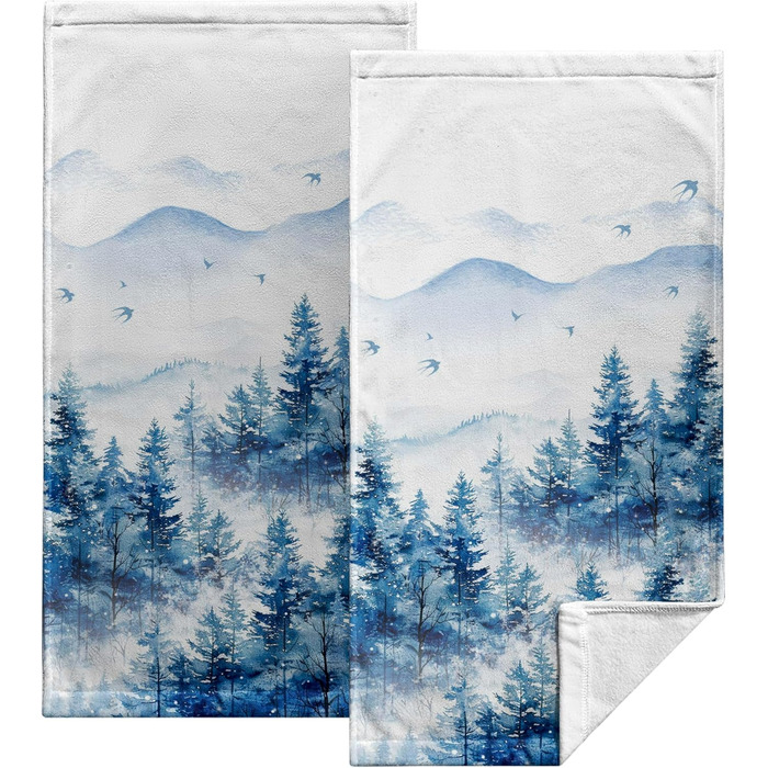 Різдвяні кухонні рушники Kwlegh, рушник для рук, різдвяна ялинка, цукерка-тростина, сніжинка, рушник для пальців, набір з 2 шт. , милий чоловічий банний рушник, високопоглинаючі рушники, 36 x (Сніжний ліс)