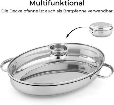 Жаровня овальная 8,5 л со стеклянной крышкой Klamer