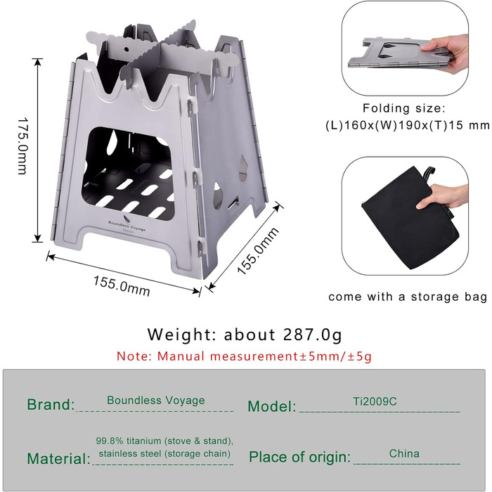 Титановая дровяная печь с кронштейном iBasingo