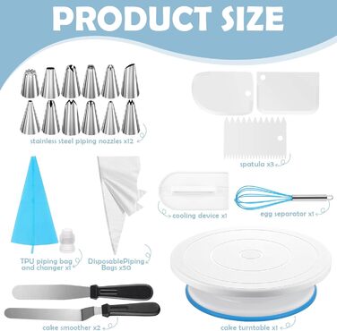 Набір аксесуарів для торта KOUHA, обертова форма для торта, аксесуари для випічки, поворотний стіл для торта, набір для випічки, шпатель, скребок для тіста, кондитерський мішок, насадки, аксесуари для кондитерських виробів, аксесуари для декорування торті