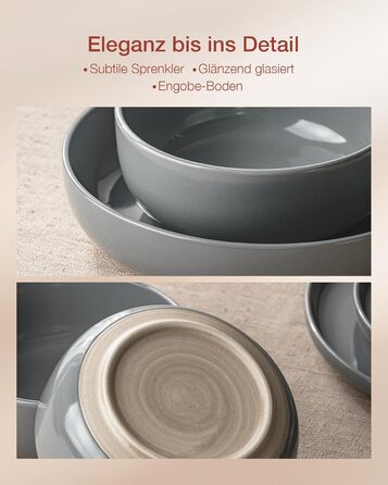 Набір посуду Richmount Nebula для 6 осіб, набір тарілок та мисок із 18 предметів, набір посуду з крапчастої кераміки, можна використовувати в мікрохвильовій печі та посудомийній машині, сервірування Nebula для 6 осіб (темно-сірий, сервірування Milkyway дл