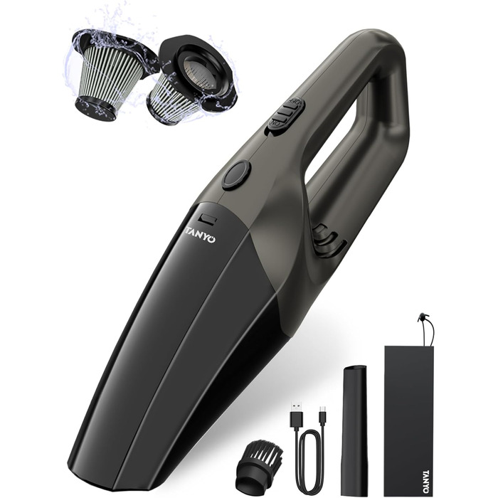 Ручний бездротовий пилосос з акумулятором 80 Вт чорно-коричневий TANYO