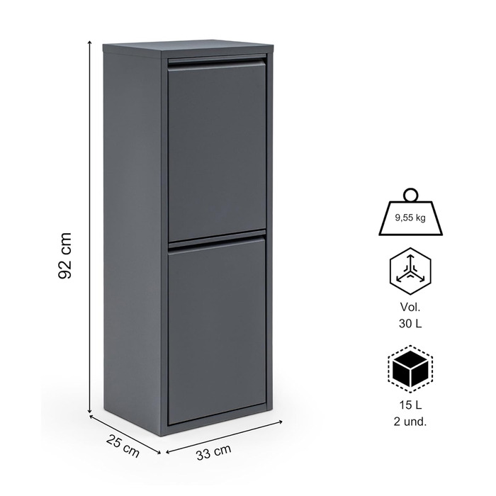 Кухонний сміттєвий бак 2 х 15 л gowoll