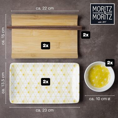 Набор посуды для суши на 2 персоны, 10 предметов, Yellow Rays Gourmet Moritz & Moritz
