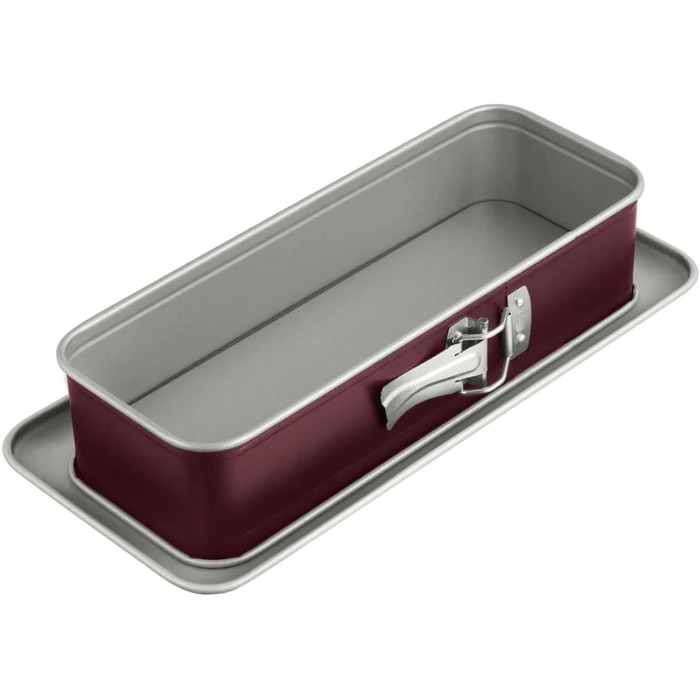 Прямоугольная пружинная форма 28 см BACK-TREND, форма для выпечки с защитой от протечек, квадратная форма для выпечки из стали с антипригарным покрытием, армированным керамикой (цвет крем/антрацит), количество (38 x 25 см, комплект с пружинной формой 30 x