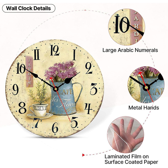 Настінний годинник, нецокаючий, працює на батарейках Toudorp