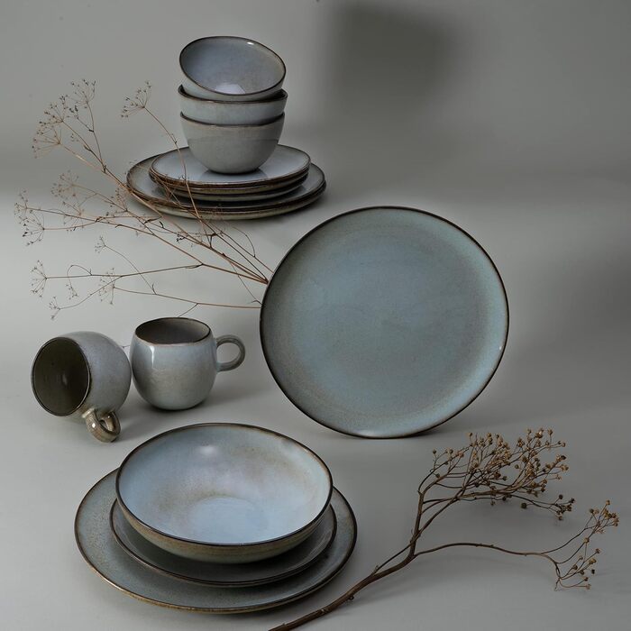 Набір посуду на 2 персони, 8 предметів, сіро-зелений Stone Creatable