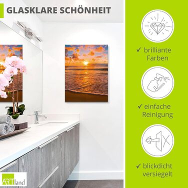 Настінний декор скляні картини настінна картина скляна картина цільна 40x40 см квадрат пляж море сонце карибський пейзаж узбережжя схід сонця морський S7LE (Тропічний пляж, 80Д x 60Ш см)