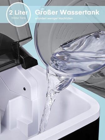 Переможець тесту льодогенератора 2024 року, 14 кг за 24 години, 9 кубиків льоду за 6-8 хвилин, тиха робота, льодогенератор потужністю 120 Вт з ложкою та кошиком, маленький льодогенератор для дому та офісу (чорний)