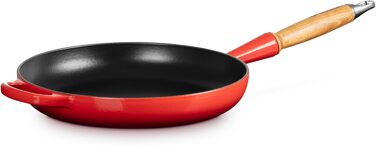 Сковорода чугунная 26 см с деревянной ручкой, вишнево-красный Signature Le Creuset