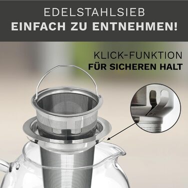 Скляний заварювальний чайник 1,7 л із вбудованим ситечком Creano