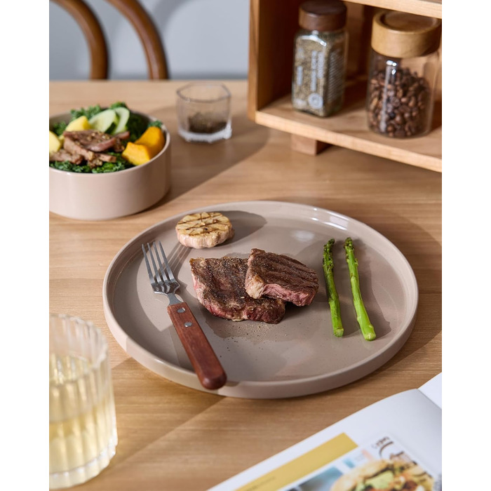 Набір посуду Richmount Nebula для 6 осіб, набір тарілок та мисок із 18 предметів, набір посуду з крапчастої кераміки, можна використовувати в мікрохвильовій печі та мийній машині, колір кориця-коричневий, сервіз Nebula для 6 осіб