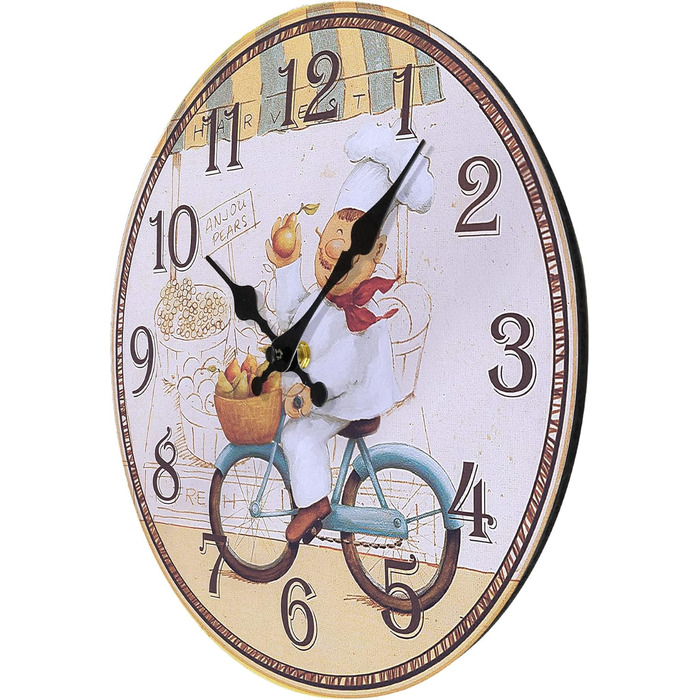 Настінний кухонний годинник Lafocuse 30 см, дерев&39яний, безшумний, вінтажний кухонний годинник жовтого кольору, без цокання, антикварний ностальгічний сільський ретро-прикраса для їдальні, ресторану, вітальні