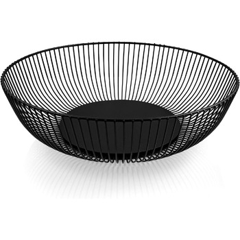 Велика миска для фруктів з нержавіючої сталі в чорному матовому/металевому кошику для фруктів з величезною місткістю - скандинавське оздоблення - 28 см