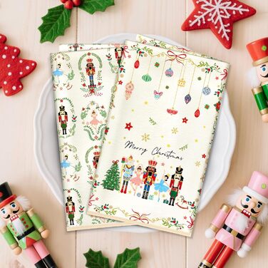 Набір з 2 різдвяних кухонних рушників 60 x 40 см Лускунчики Arquiel