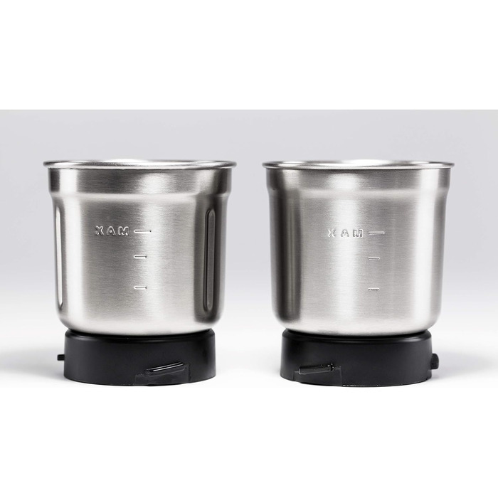 Електрична кавомолка з нержавіючої сталі, подрібнювач з додатковим контейнером з нержавіючої сталі для песто, горіхів, спецій, трав і багато іншого, 200 Вт, сріблястий контейнер з нержавіючої сталі з 4-кратним ножем