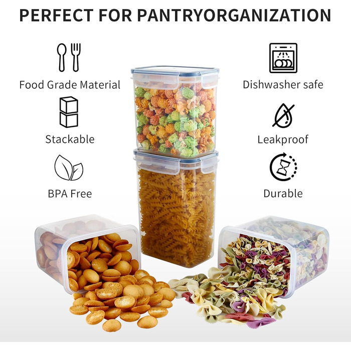 Контейнери для зберігання продуктів Goldeluxe 10 x 1 л з кришками, контейнери для заморозки, коробки для приготування їжі, без BPA, герметичні, штабелюються набір Tupperware для контейнерів для продуктів, контейнерів для заморозки та кухні (GO24A)