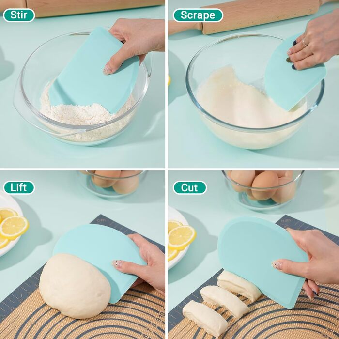 Гнучкий силіконовий скребок для тесту 15,2 х 11 см м'ятно-зелений Lazymi