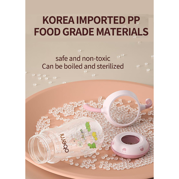 Пляшечки дитячі 270мл з соскою NaturalWave для новонароджених від 12 місяців, антиколікова пляшечка для молока з обтяженою соломинкою без повітря, ручки, (рожеві, 3 шт.)