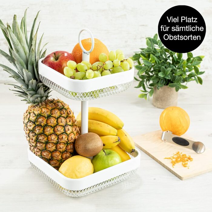 Підставка для фруктового торта Moritz & Moritz металева - підставка для торта з фруктовим кошиком - підставка для торта з фруктовою мискою (біла, квадратна)