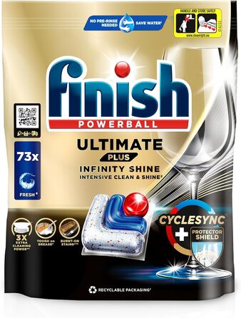 Таблетки для посудомийної машини 73 капсулили Ultimate Plus Infinity Shine Finish