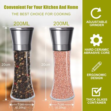 Набір з 2 млинів для солі та перцю 200 мл Gucass