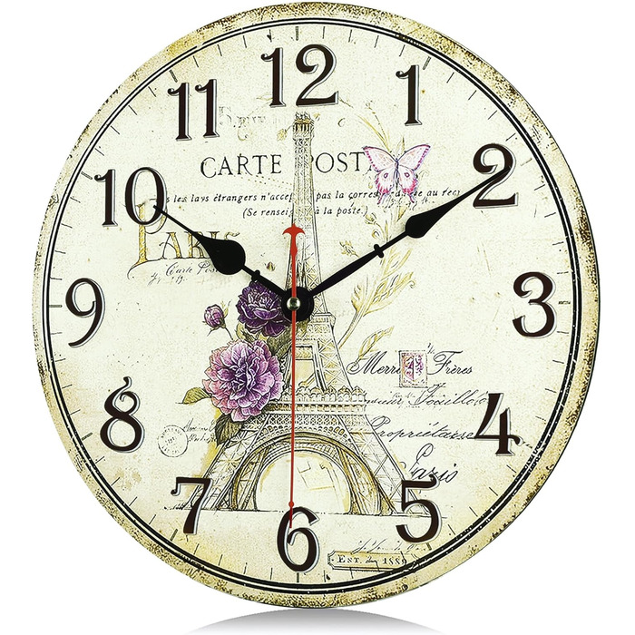 Безшумний настінний годинник 30 см (Ейфелева вежа) Lafocuse
