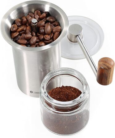 Кавомолка Zassenhaus бариста зі скла і нержавіючої сталі в кольорі сріблясто-прозора, висота 21см, 041170