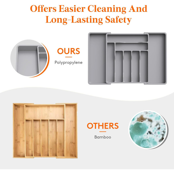 Органайзер для столовых приборов 57 х 38 см для выдвижных ящиков, 9 отделений, серый Lifewit