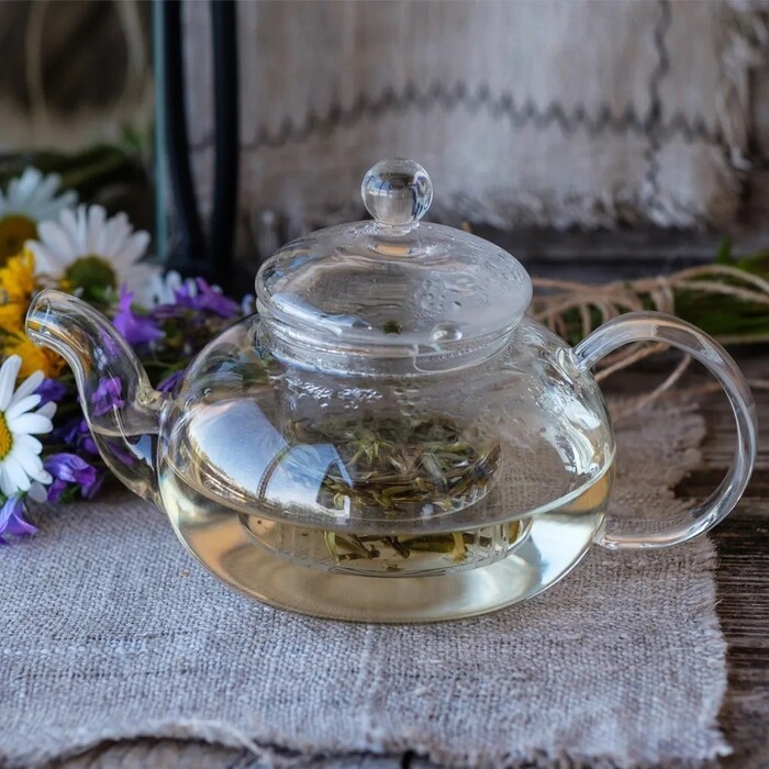 Чайник для заварювання Fissman 800 мл зі скляним  фільтром жаростійке скло (6477)