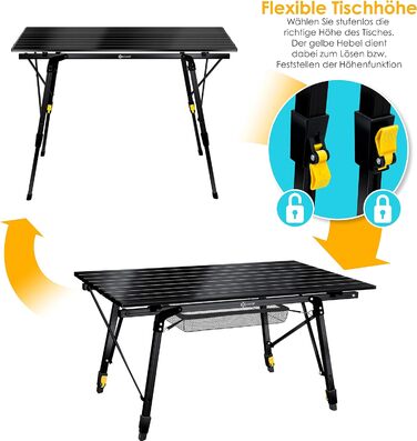 Складной складной стол с алюминиевой рамой, черный KESSER