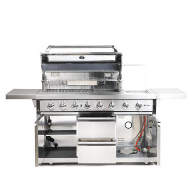 Газовый гриль SANTOS P-618, с боковой и задней горелкой, нержавеющая сталь 900327 Код: 010948