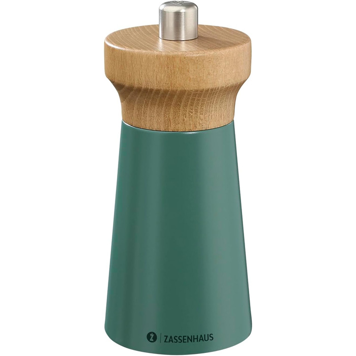 Пісок Zassenhaus WESTERLAND лакована деревина бука Головка млина з деревини бука з плавним регулюванням високопродуктивної керамічної шліфувальної машини Млин для спецій для солі 12 см, Ø 5,4 см (перцевий млин, Deepforest, бук)