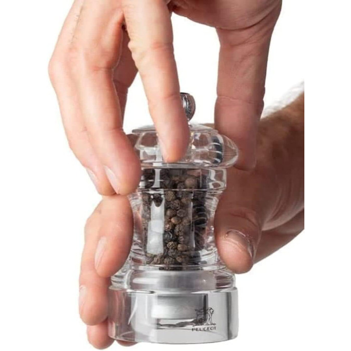 Подарочный набор Line - Мельница для перца Соляная мельница 12 см воронка для специй - Классическая регулировка помола - Алюминий Сертифицированная PEFC древесина - Карбоновые краски (бистро Акрил)