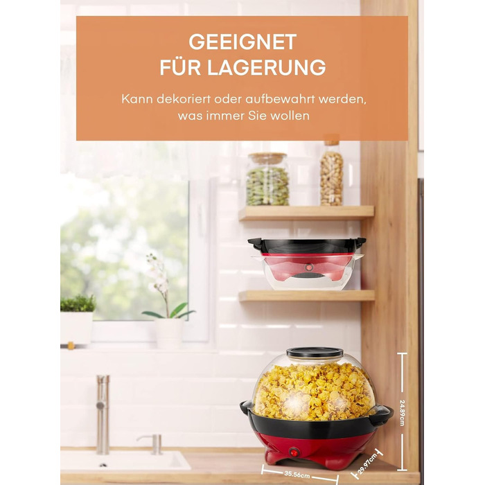 Машина для попкорну 5,5 л, 800 Вт червоний HOUSNAT