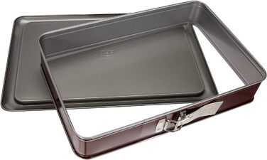 Прямокутна пружинна форма Dr. Oetker 38 x 25 см двоколірна, квадратна форма для торта з двоколірним антипригарним покриттям, високоякісна форма для випічки з відмінною теплопровідністю (колір червоний/сірий), кількість