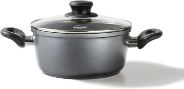 Лита алюмінієва каструля STONELINE XXL, велика каструля з кришкою, 7 л, антипригарне покриття зі справжніми кам&39яними частинками, каструля для індукції, підходить для всіх типів плит, духовки, приготування без жиру та олії, сіра (20 см)