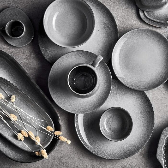 Набор посуды Misty Cliff 24 предм., Столовый сервиз из керамогранита на 4 персоны (набор мисок для хлопьев из 2 шт.)