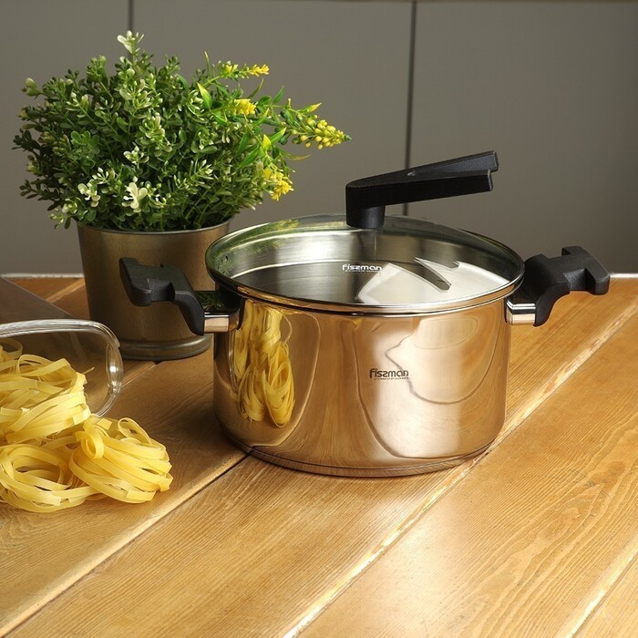 Каструля Fissman ELIZ 20x11 см/3,3 л. зі скляною кришкою нерж. сталь (5318)